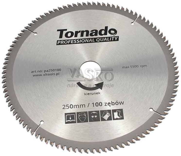 Kotúč pílový Tornado 250 x 2,5 x 30 mm, 100 zubov, s SK plátkami (na hliník)
