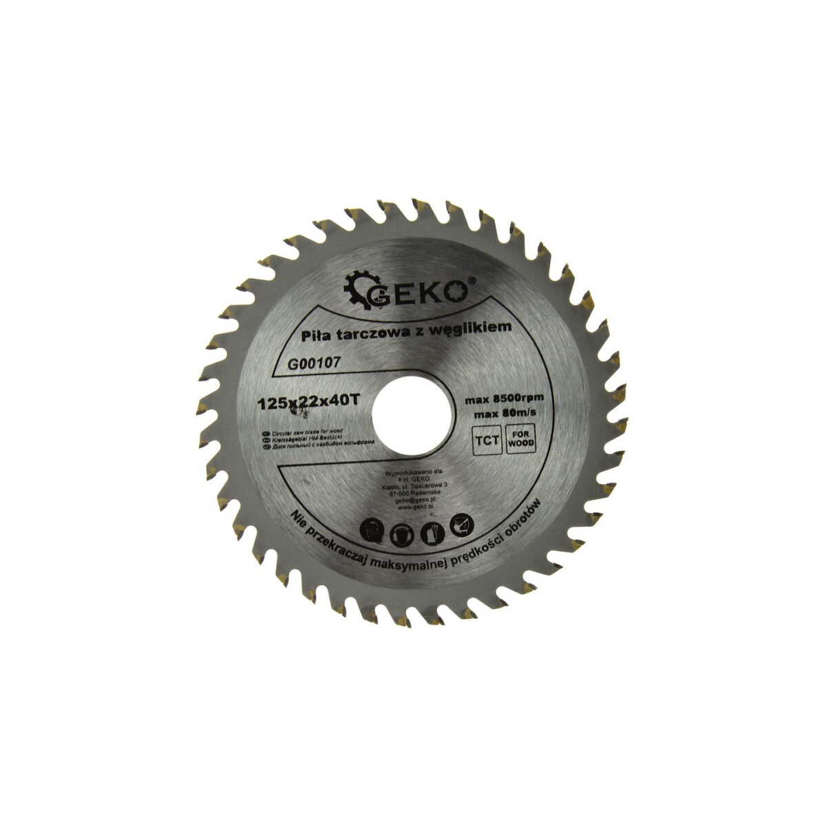 GEKO pílový kotúč na drevo 125 x 1,8 x 22,2 mm, 40 zubov (SK plátky)
