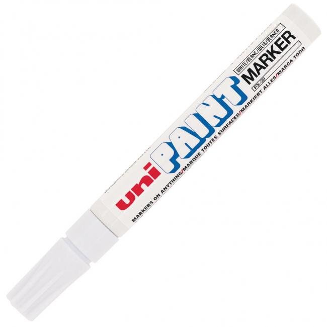 Lakový popisovač UNI PX-20, biely, hrot 2,2–2,8 mm