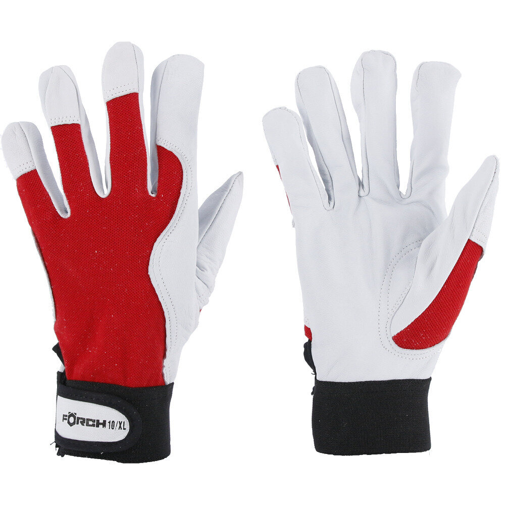 Pracovné kožené rukavice Förch Mech-Hands Nappa Soft, červené, veľ. 10