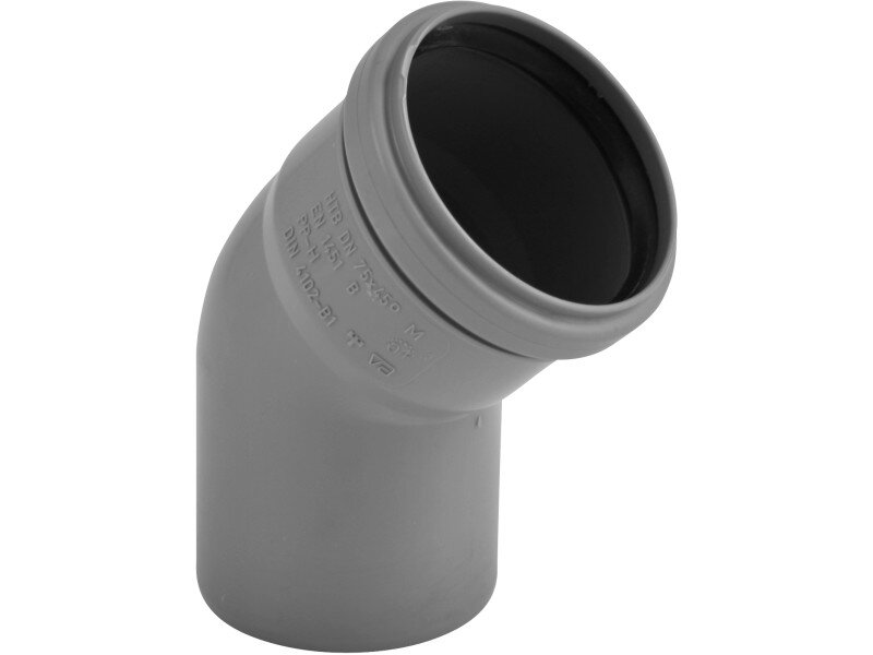 Kanalizačné koleno 75/45° sivé
