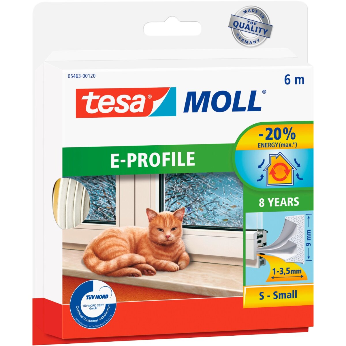 tesa samolepiace tesnenie E-profil 9 mm x 6 m, biele