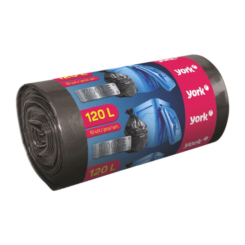 York vrecia na odpad 120 l, silné, čierne, 10 ks