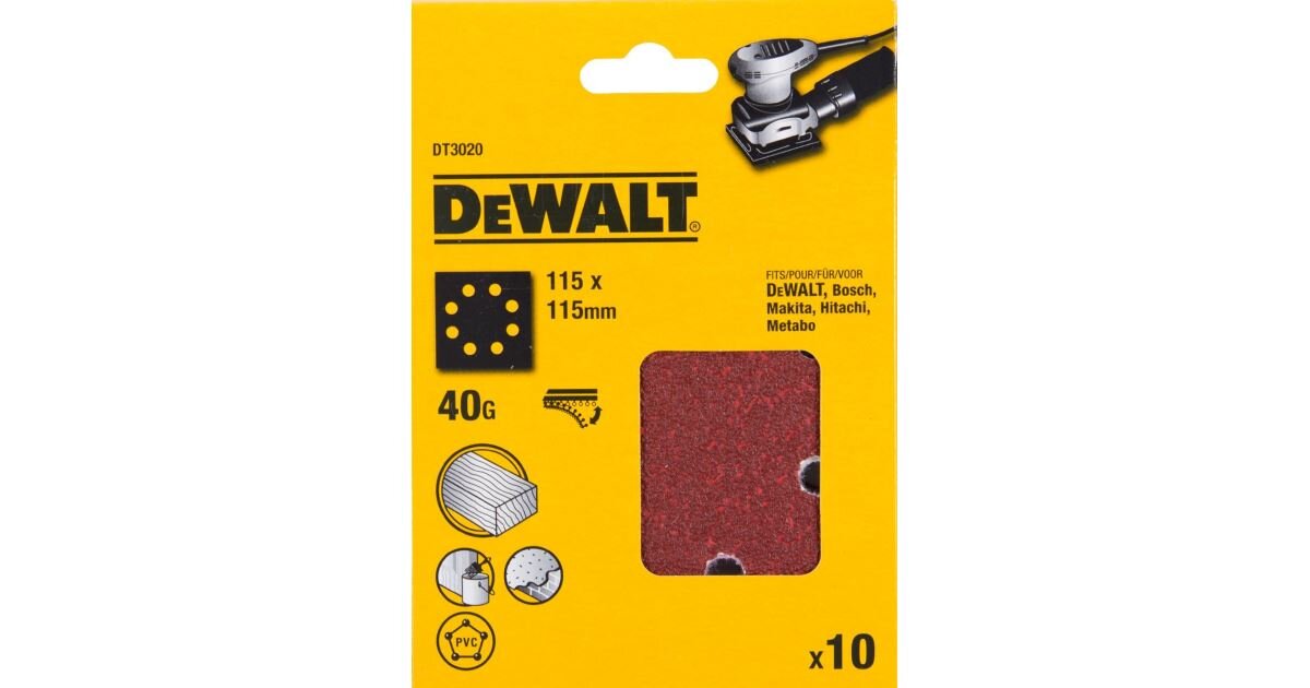 DeWALT brúsny papier 115×115 mm P80, dierkovaný, suchý zips, 10 ks (DT3022)