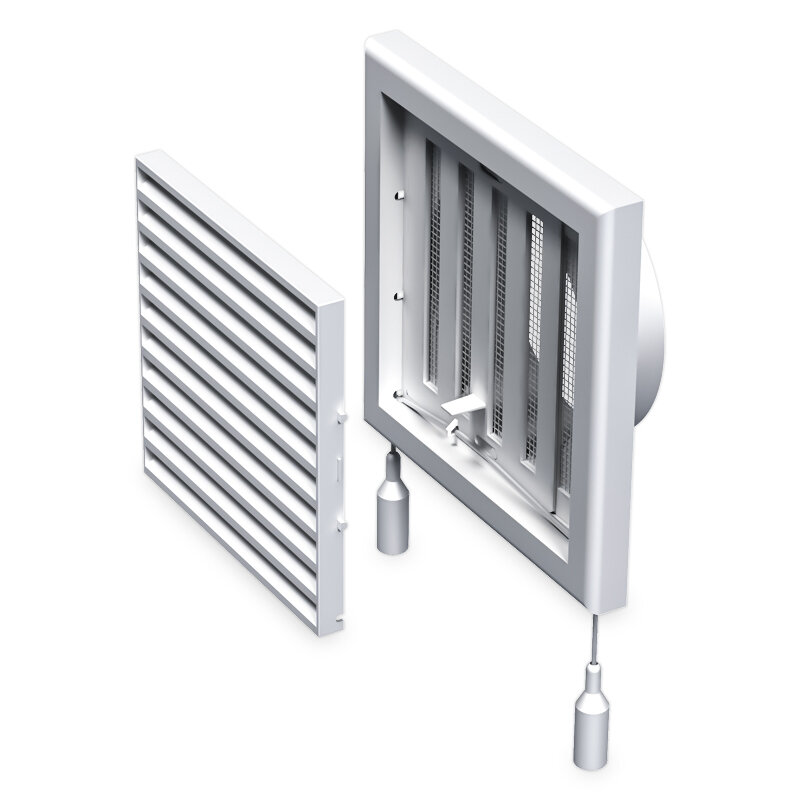 VENTS MV 100VRs štvorhranná vetracia mriežka 100 mm, 154×154 mm, biela