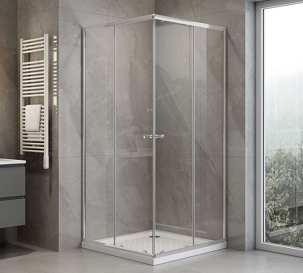 Aqualine AGGA sprchový kút 90×90×185 cm, chróm/číre sklo (HLF909Y)