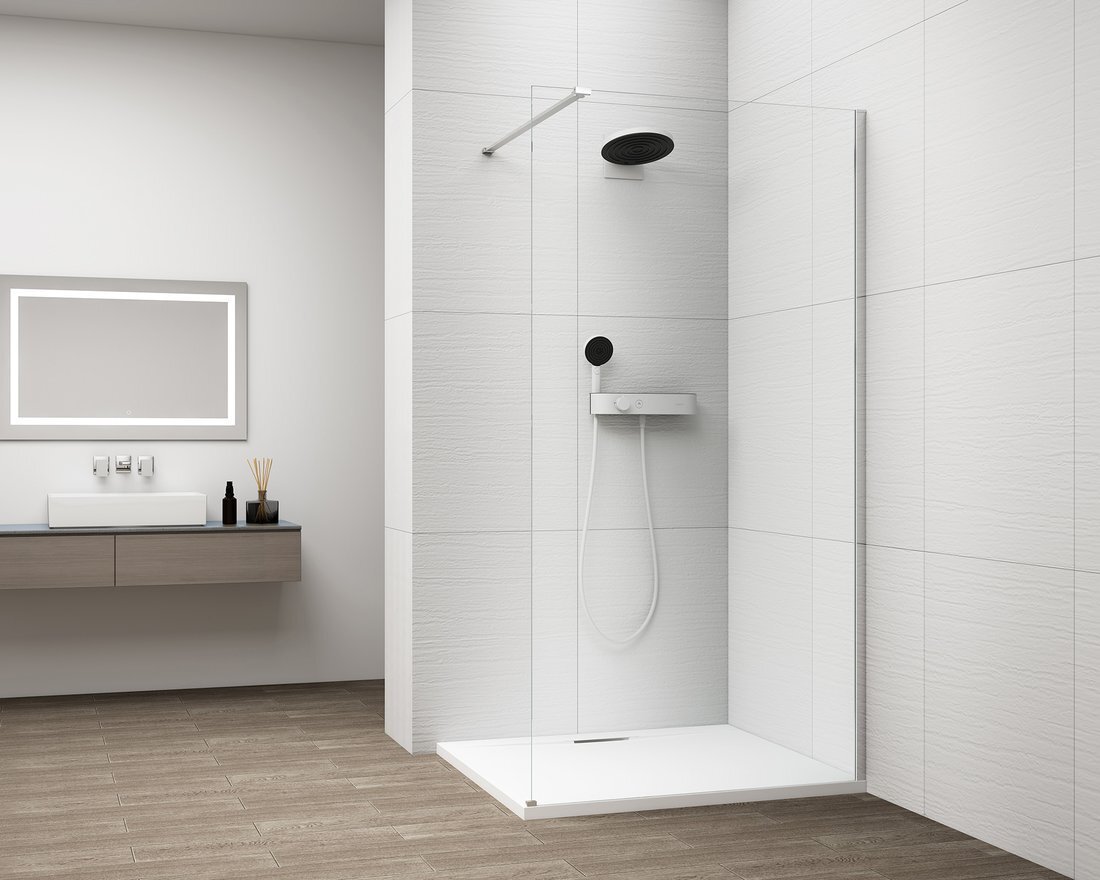 Polysan ESCA CHROME jednodielna sprchová zástena k stene 80×210 cm, číre sklo/chróm